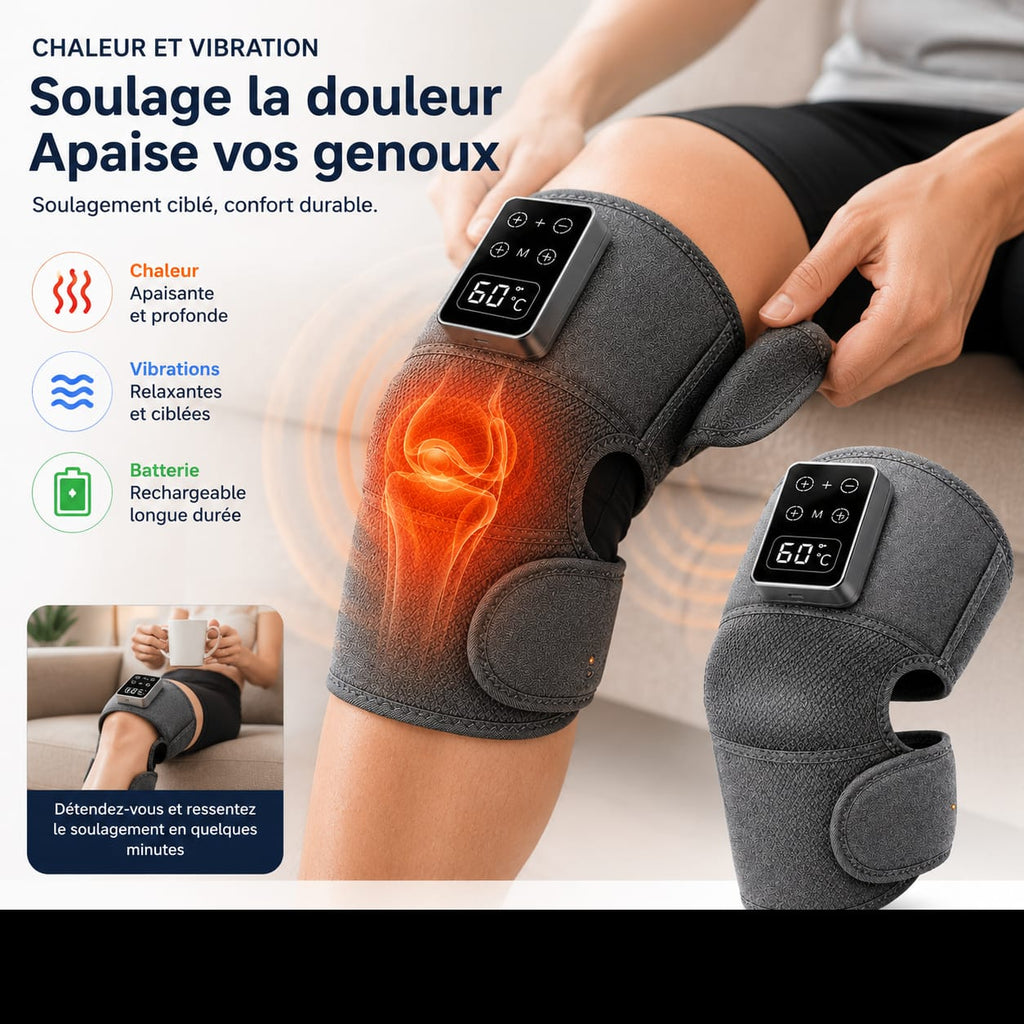 FINI LES DOULEURS AUX GENOUX – Genouillère électrique Massante Chauffante 12500 FCFA